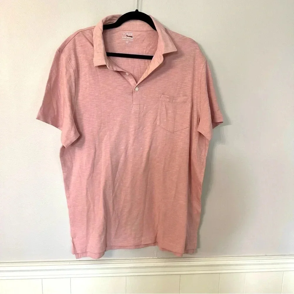 J. Crew Men's Slub Cotton Jersey Pocket Polo Shirt in Coral Reef Size: XL NWT